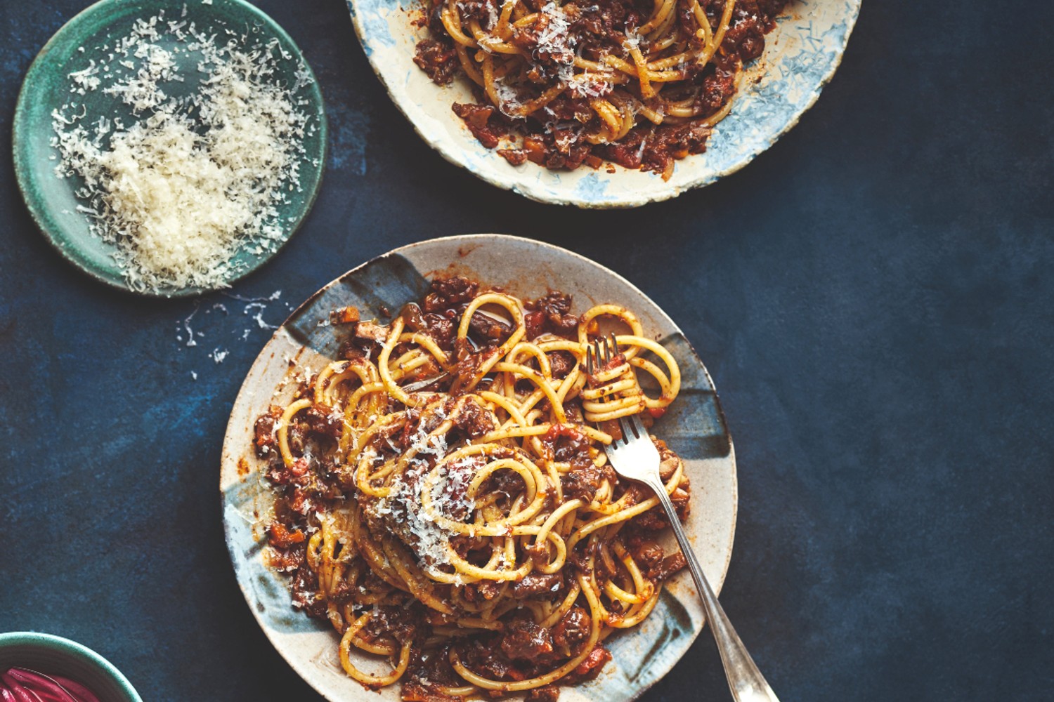 Mixed mushroom and red wine ragu with spaghetti