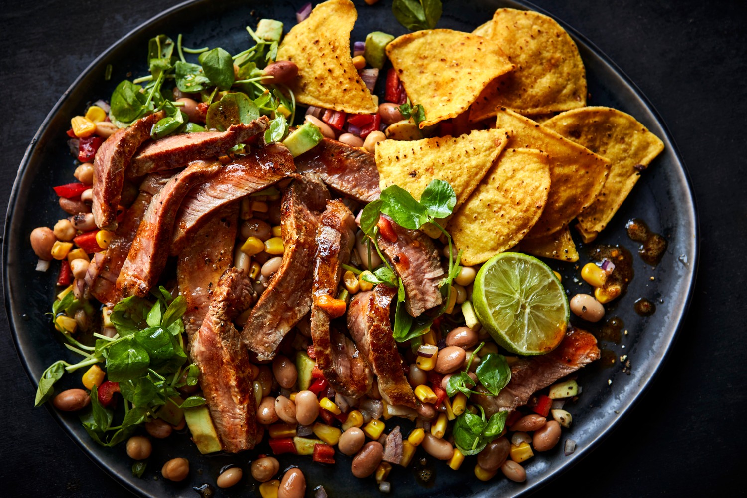 Steak and cowboy caviar salad