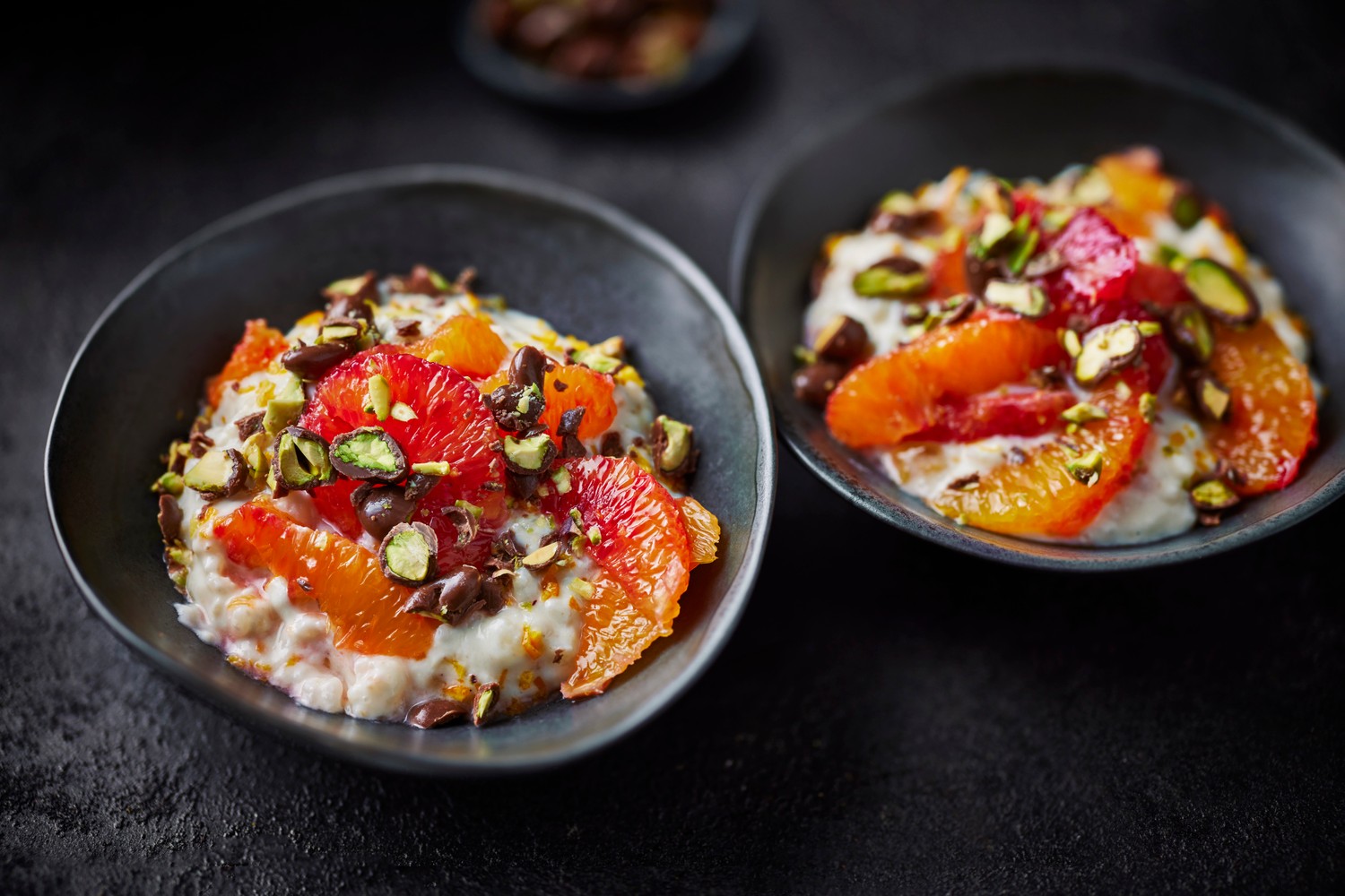 Blood orange and kefir rice pudding