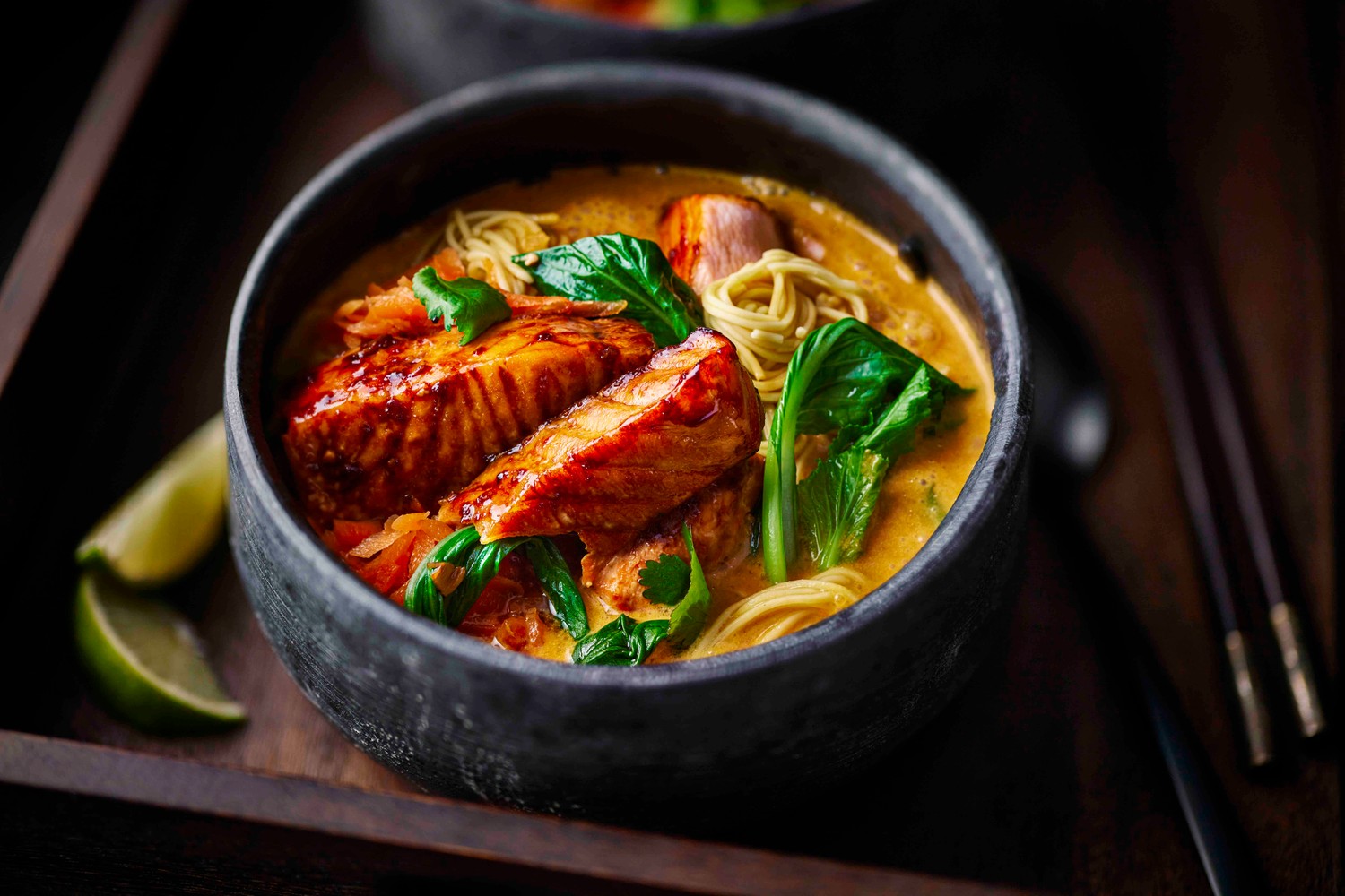 Salmon and noodle laksa recipe