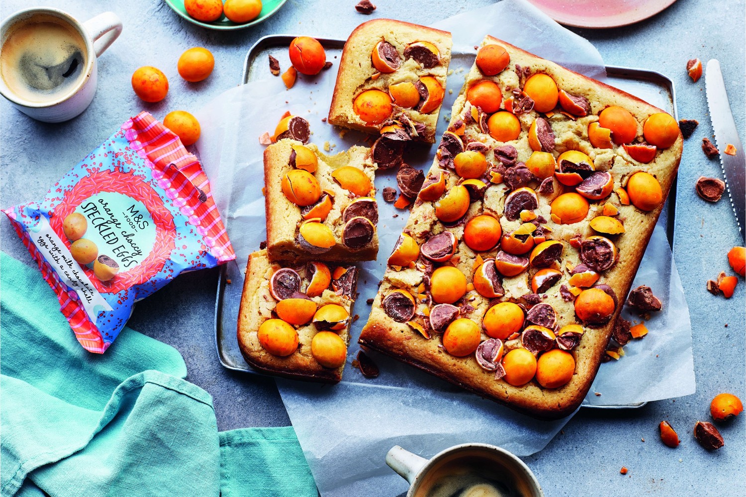 Orange speckled egg blondies