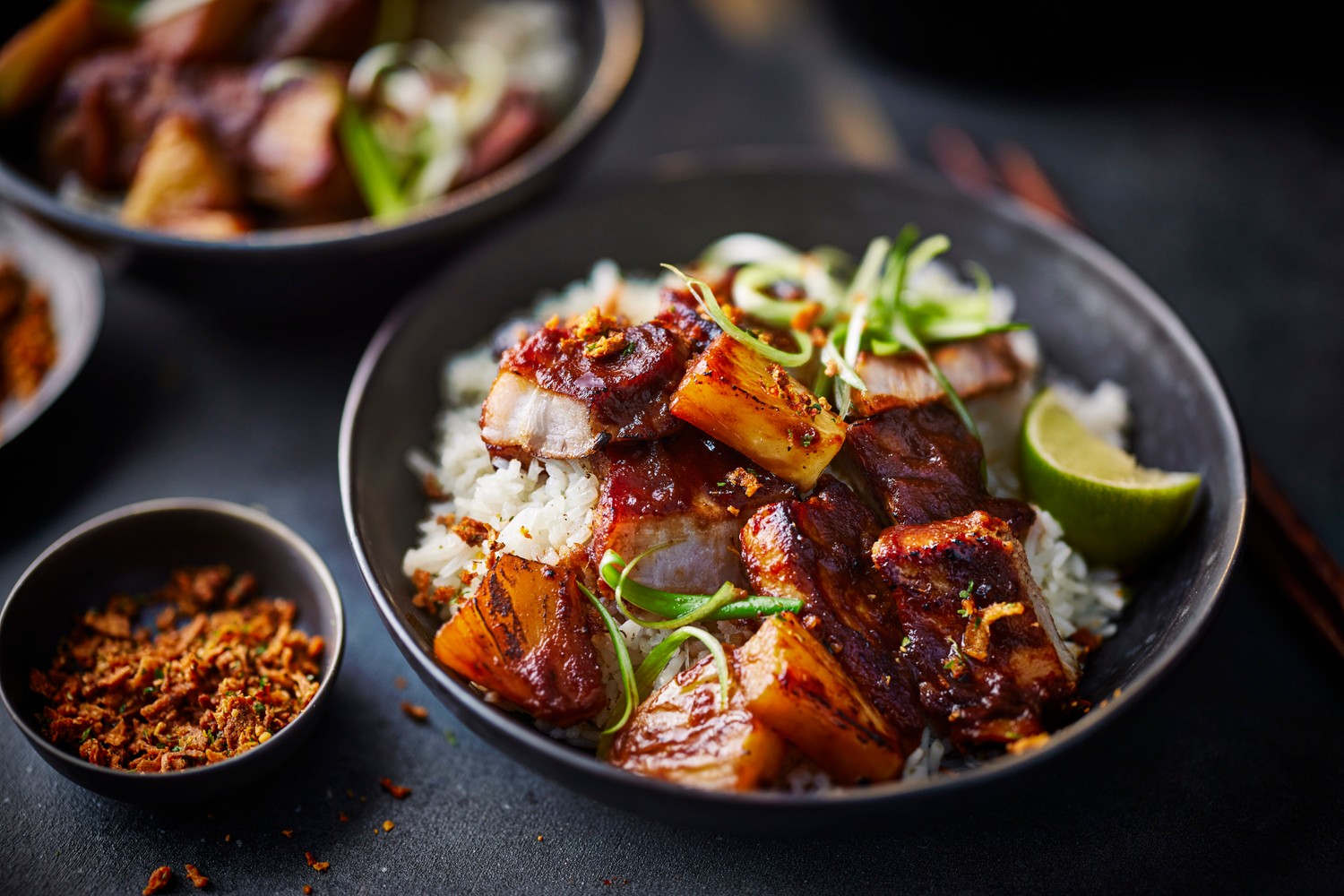 Sticky pineapple pork belly bowl