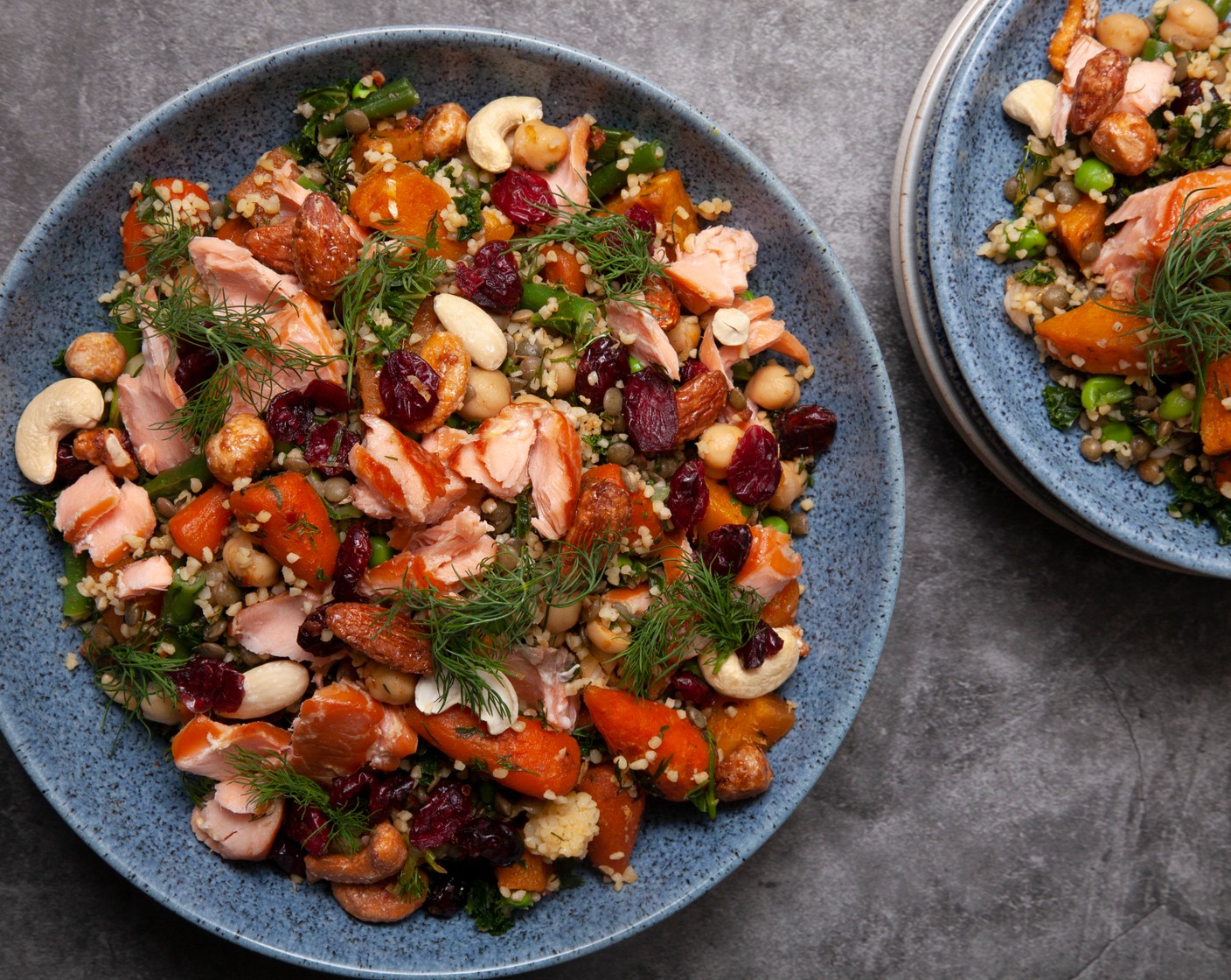 step 8 Scatter the reserved nuts and cranberries over the top and finish by garnishing with coriander (as needed).