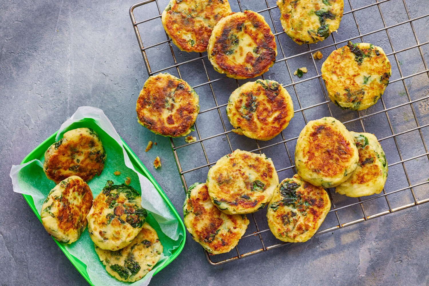 Potato and kale cakes