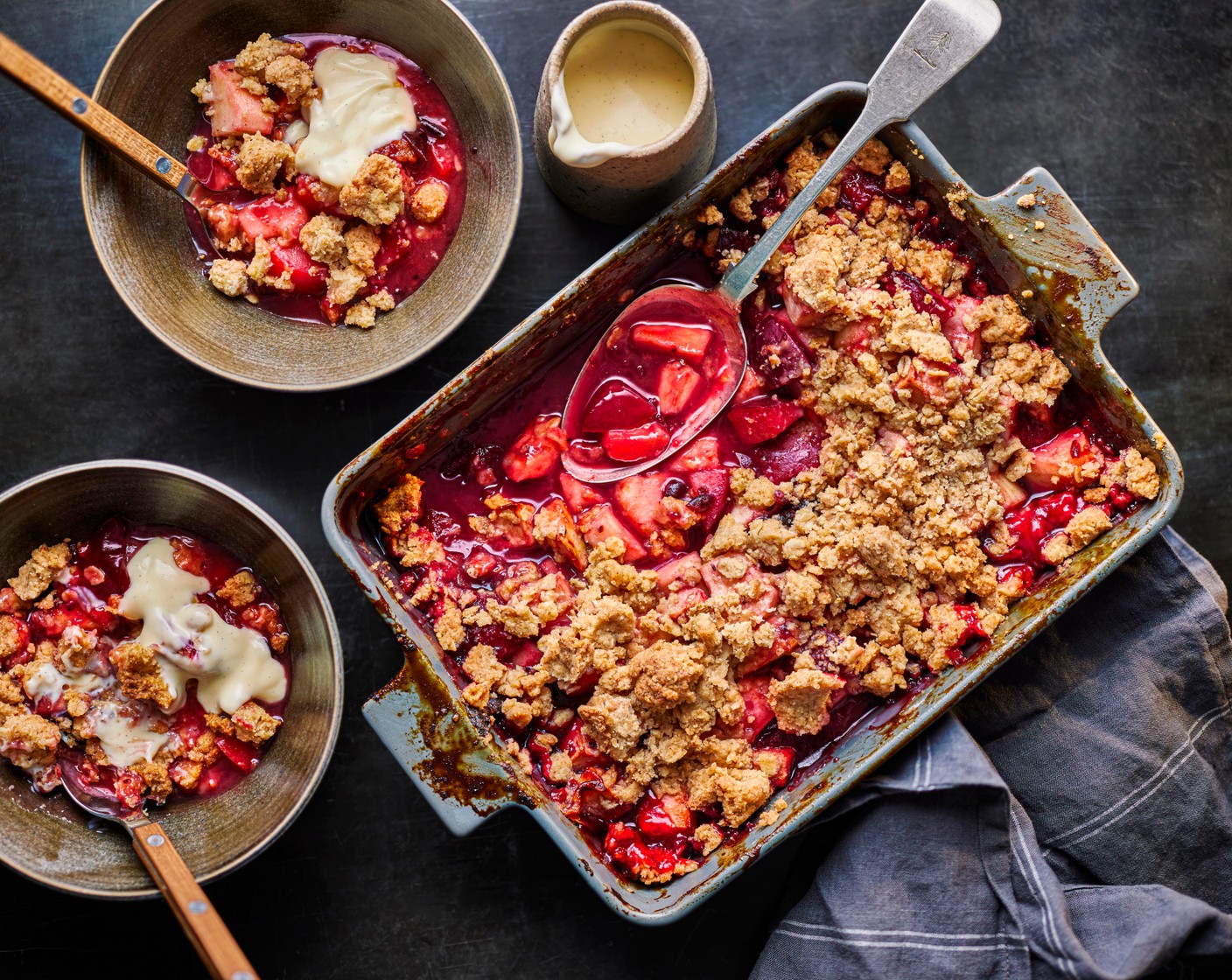 Apple, plum and maple brown butter crumble