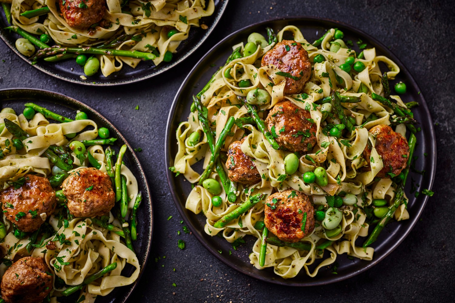 Chicken and ricotta meatball tagliatelle