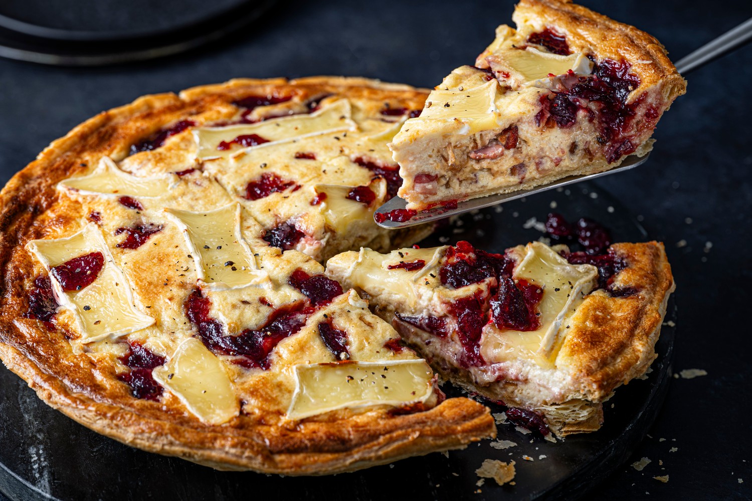 Bacon, brie and cranberry quiche recipe