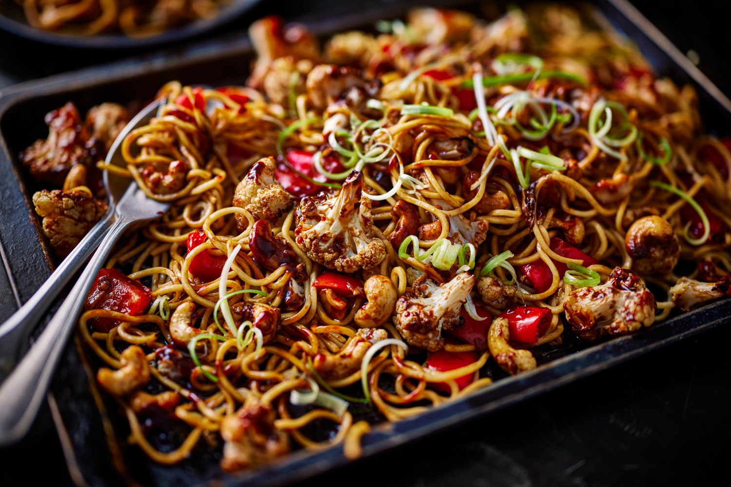 Sticky cauliflower and cashew traybake