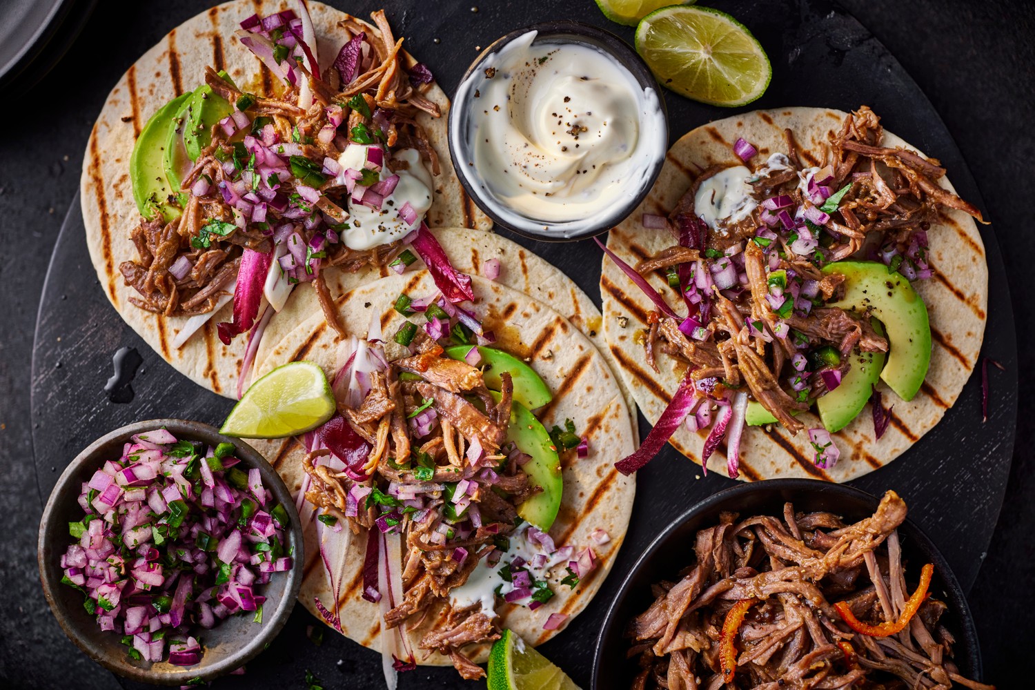 Slow cooked marmalade lamb tacos