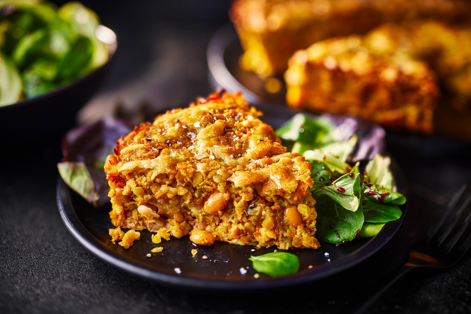 Cheesy curried lentil and baked bean bake recipe