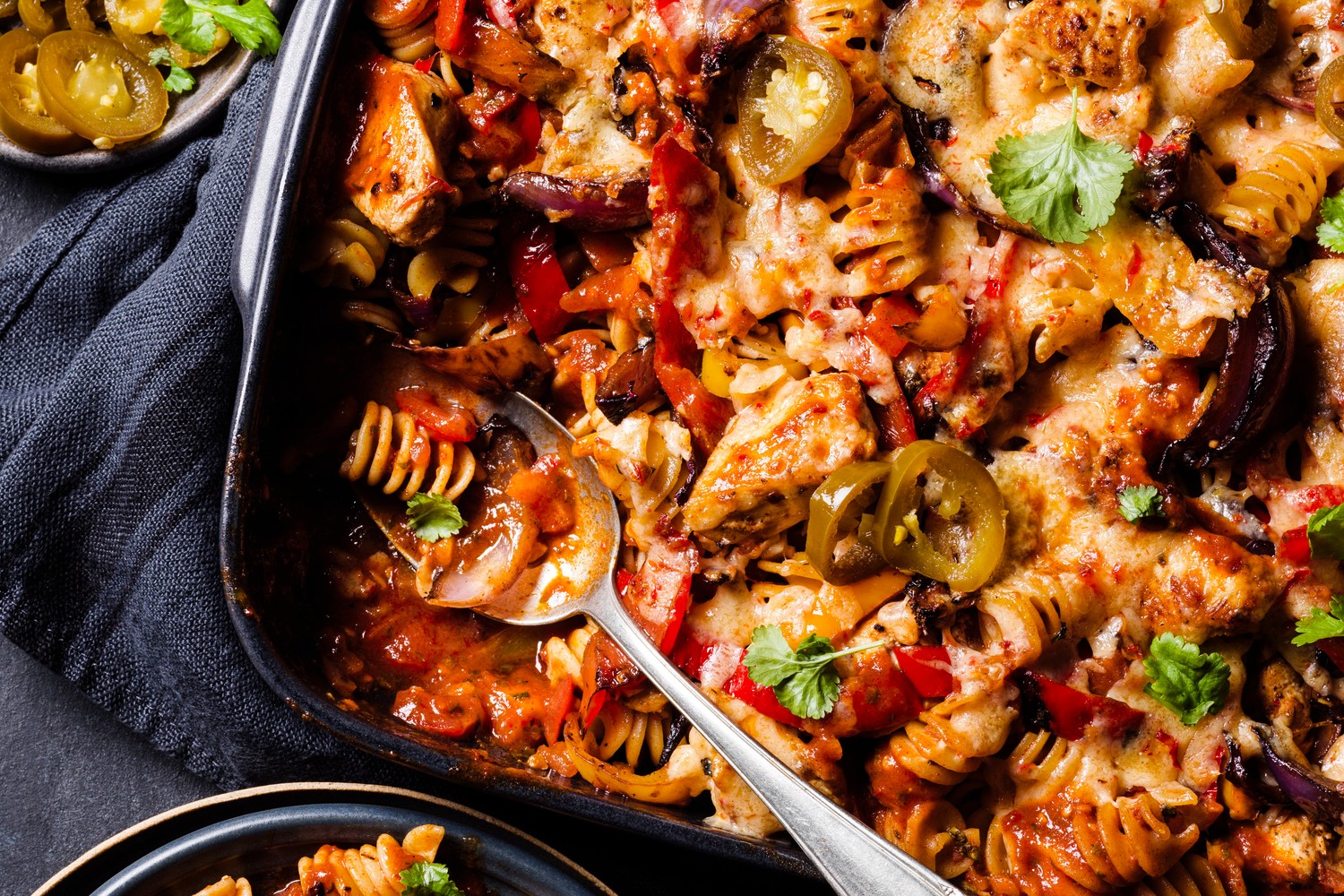 Chicken fajita pasta bake
