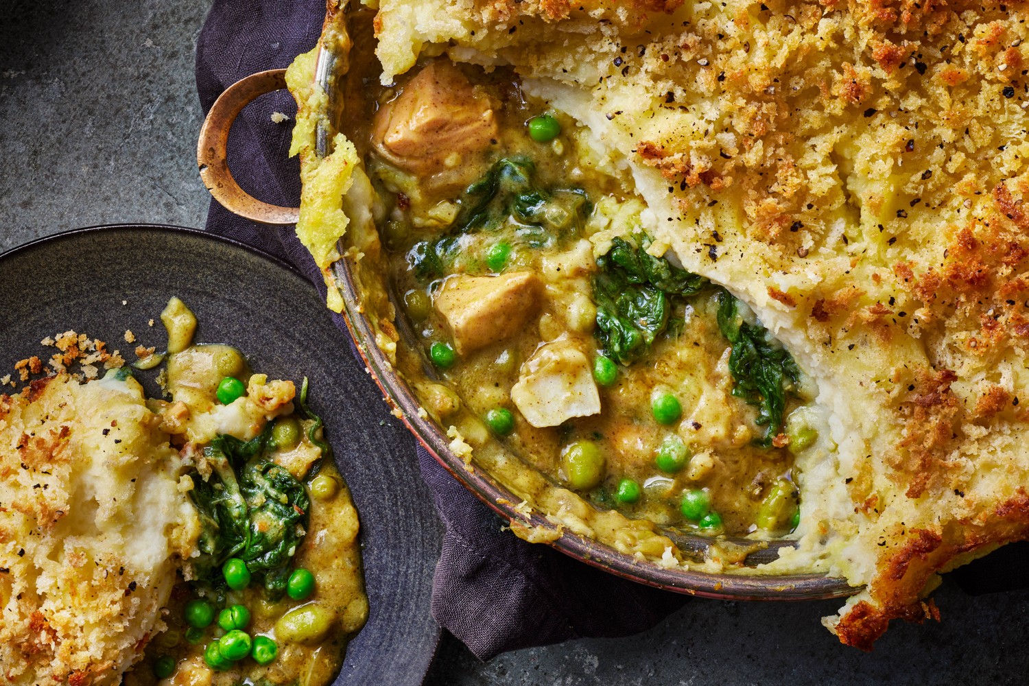 One-pan katsu curry fish pie