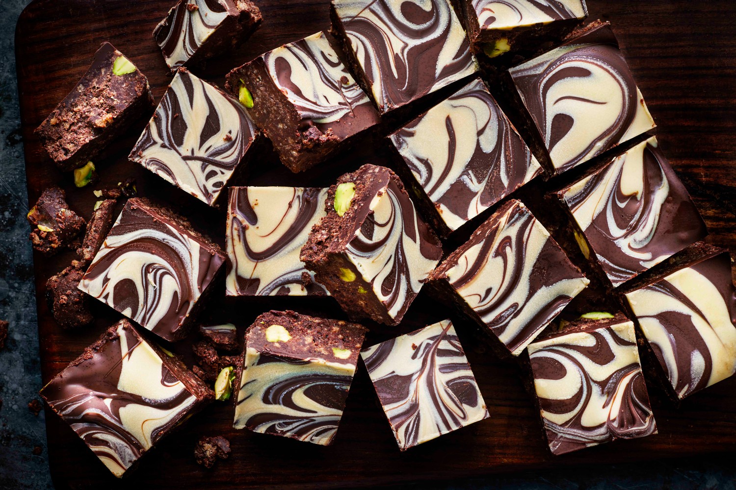 Sour cherry, pistachio quattro chocolate orange tiffin