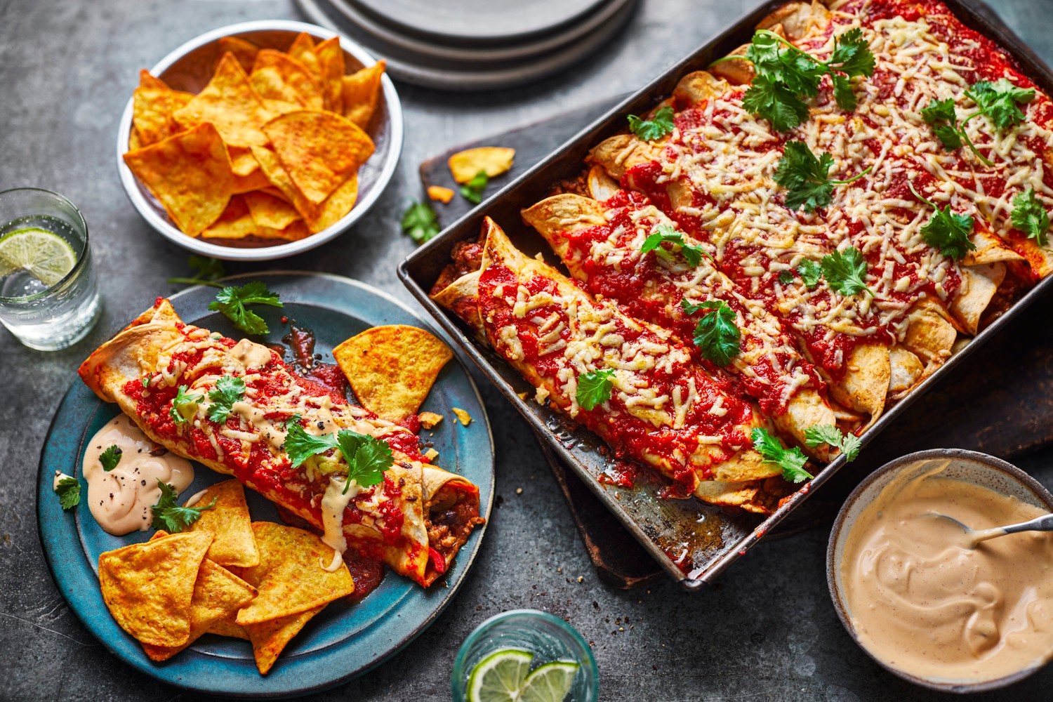 Mexican chilli bean enchiladas
