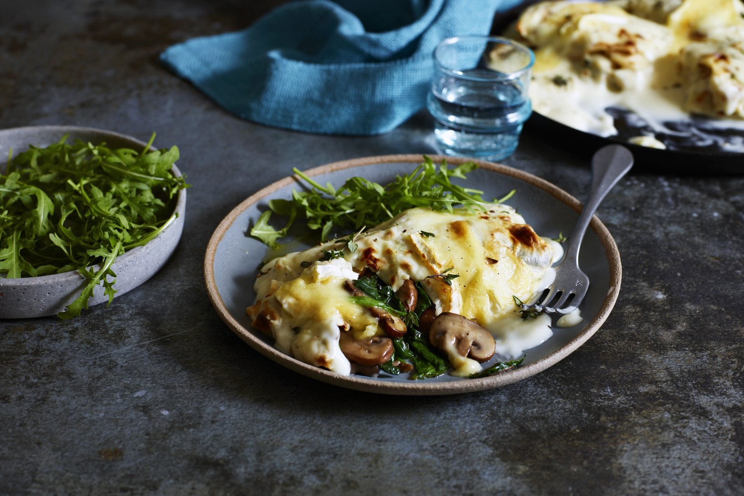 Cheesy mushroom pancakes
