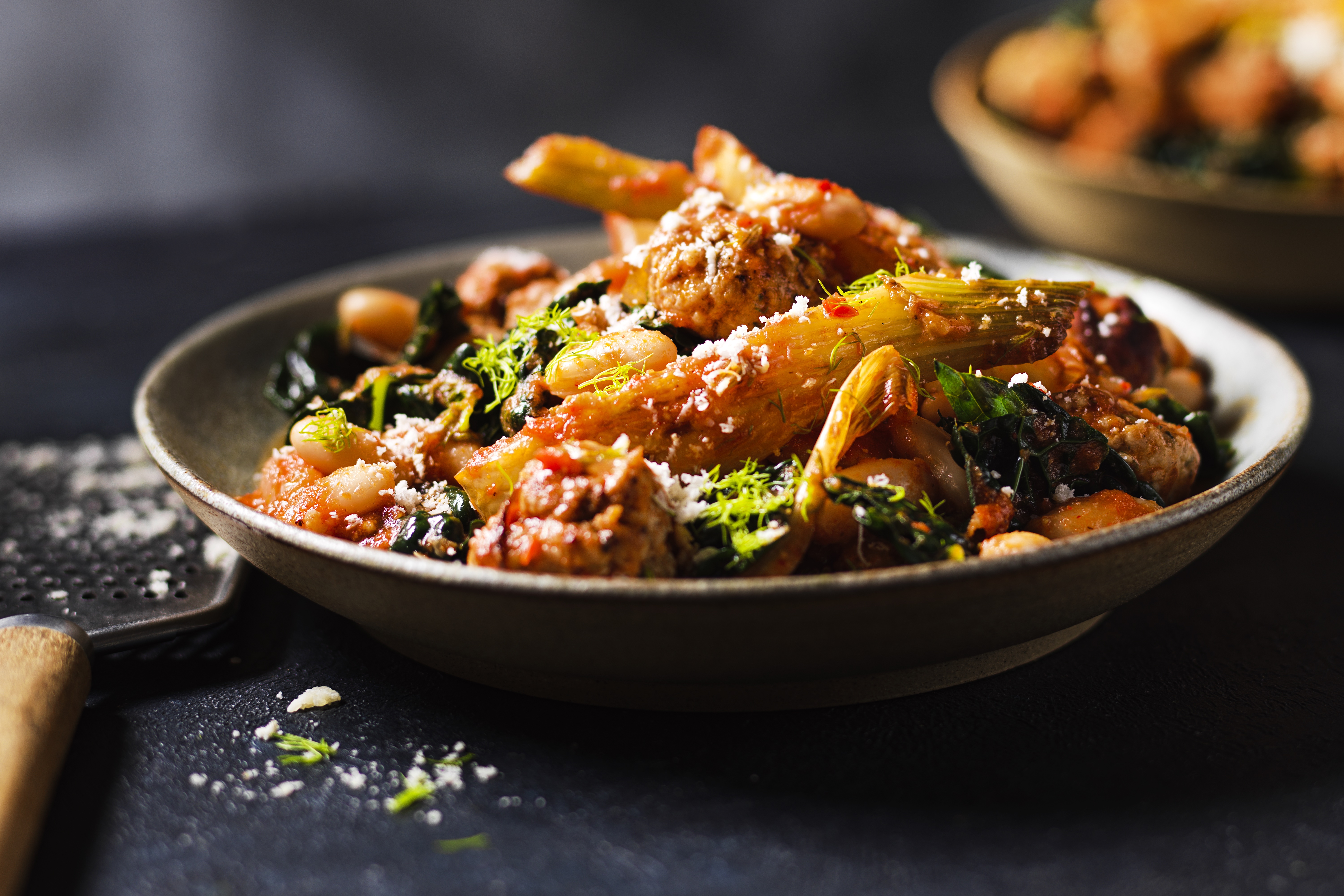 Italian sausage, ’nduja and cannellini bean stew-image