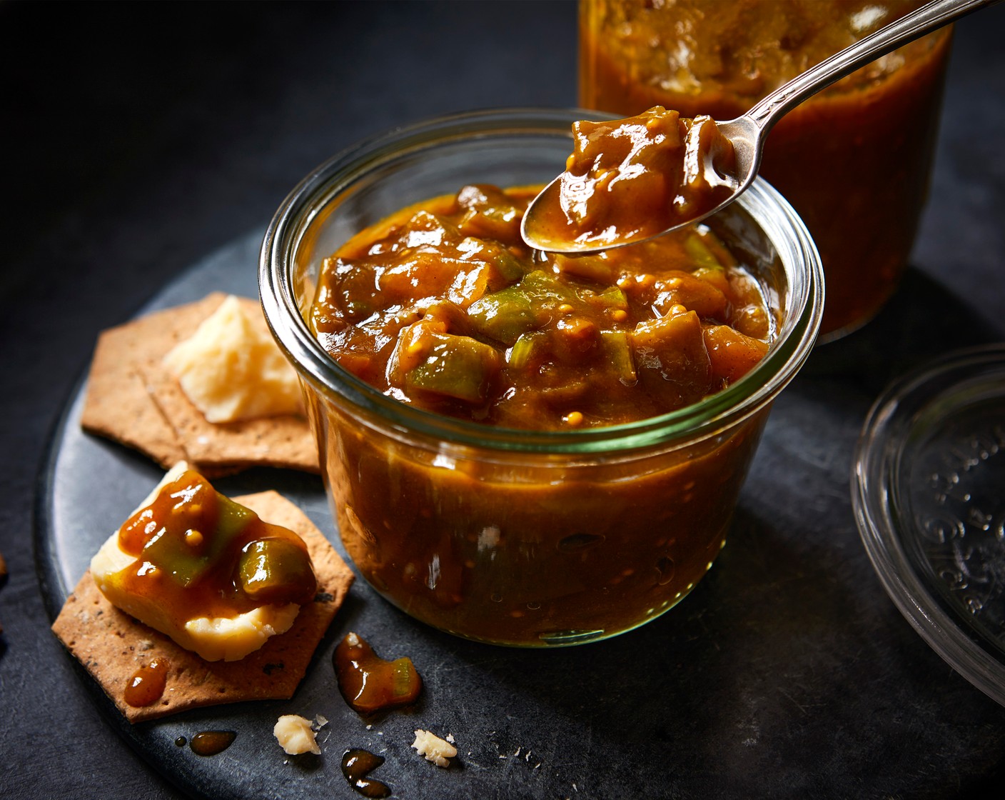 step 6 Serve the chutney alongside cheddar (as needed) and crackers (as needed), if you like.