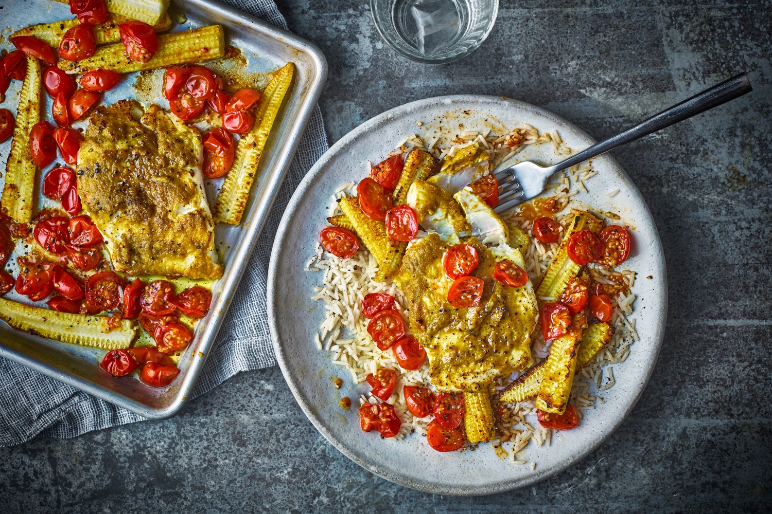 Quick and easy green Thai fish traybake