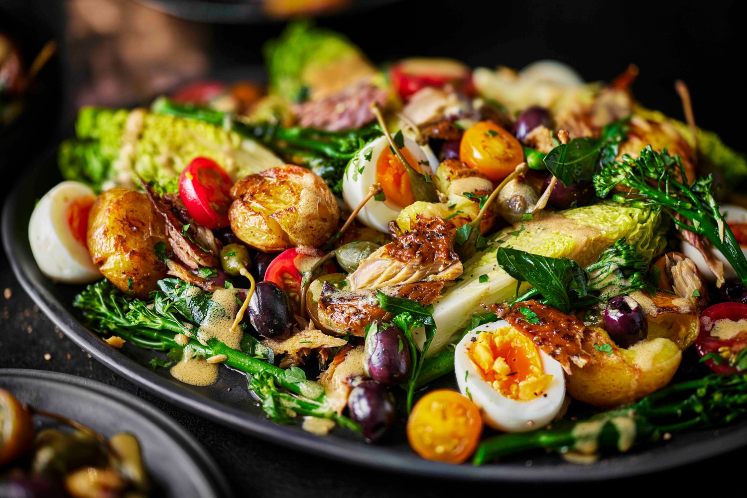 Mackerel, Tenderstem and crispy potato niçoise salad