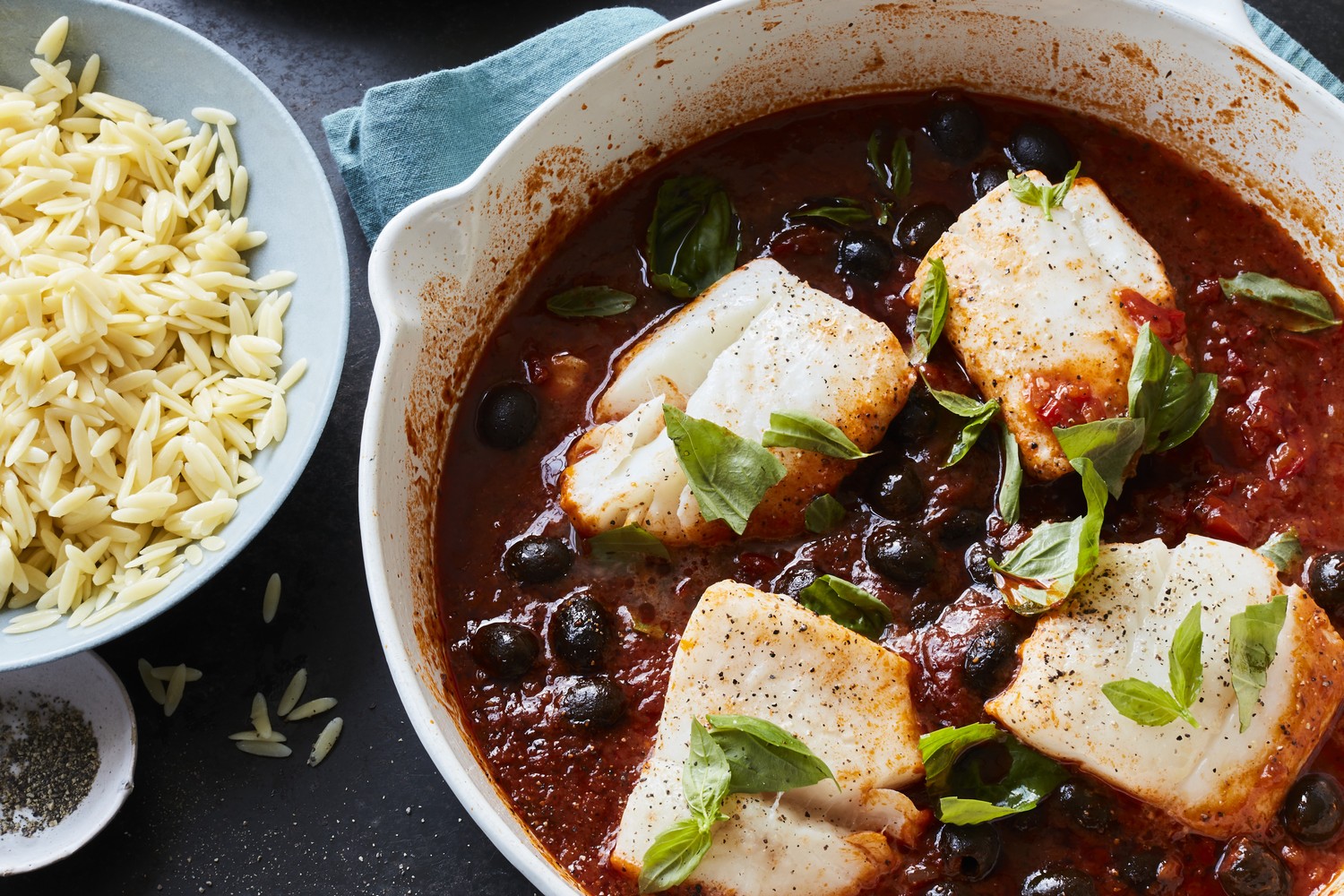 Italian tomato and olive cod