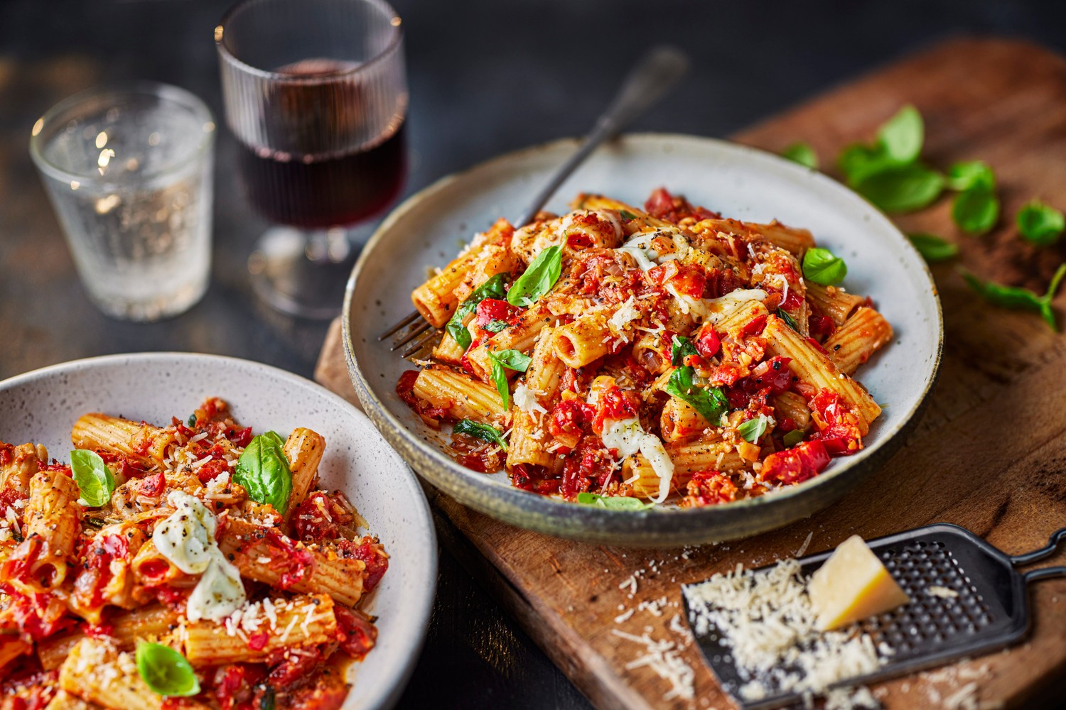 San Marzano tomato pasta with burrata