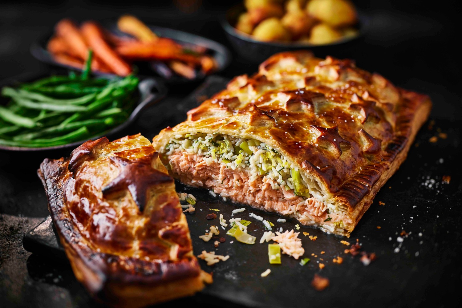 Tom Kerridge's salmon and leek Wellington