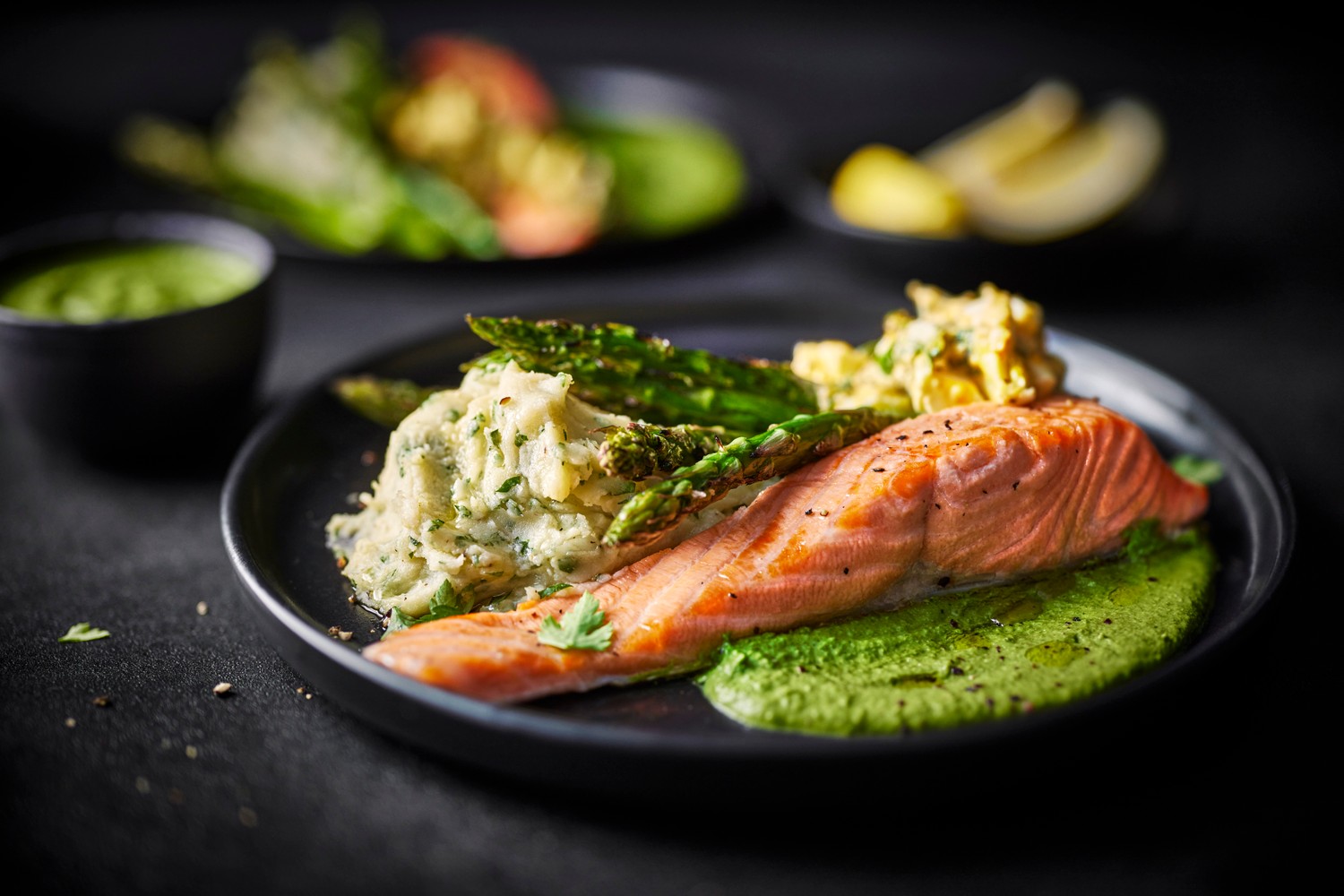 Poached trout, creamy mash and watercress sauce recipe