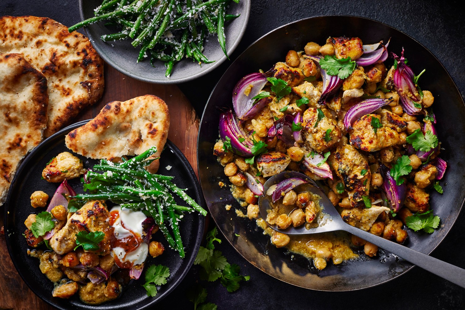Chicken and chickpea korma traybake