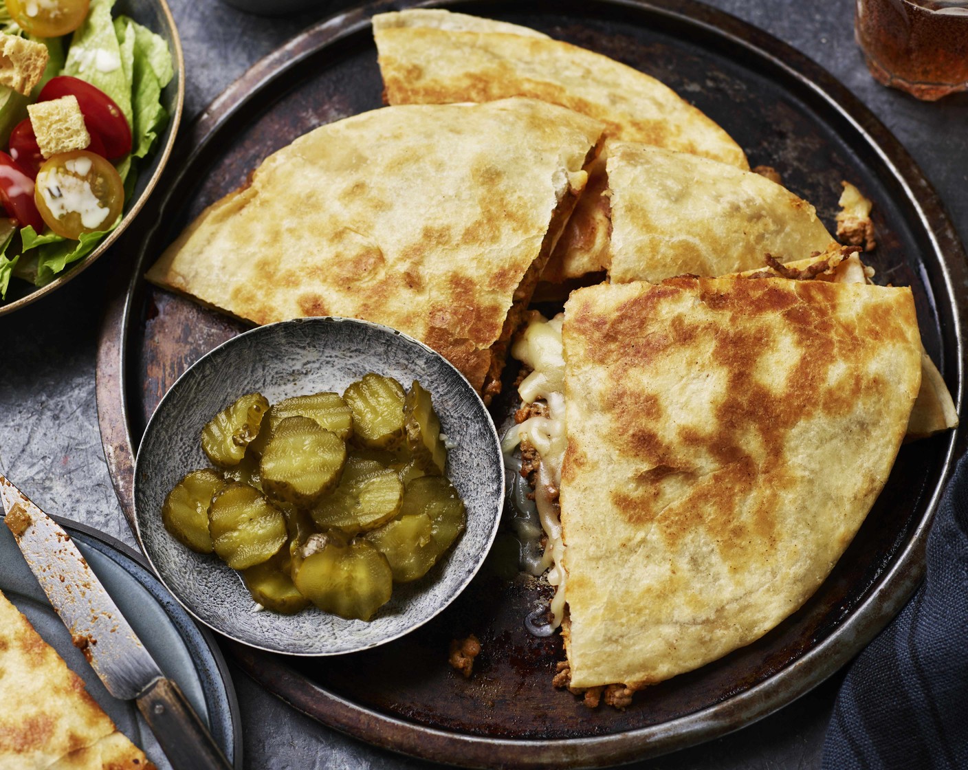 Cheeseburger quesadillas