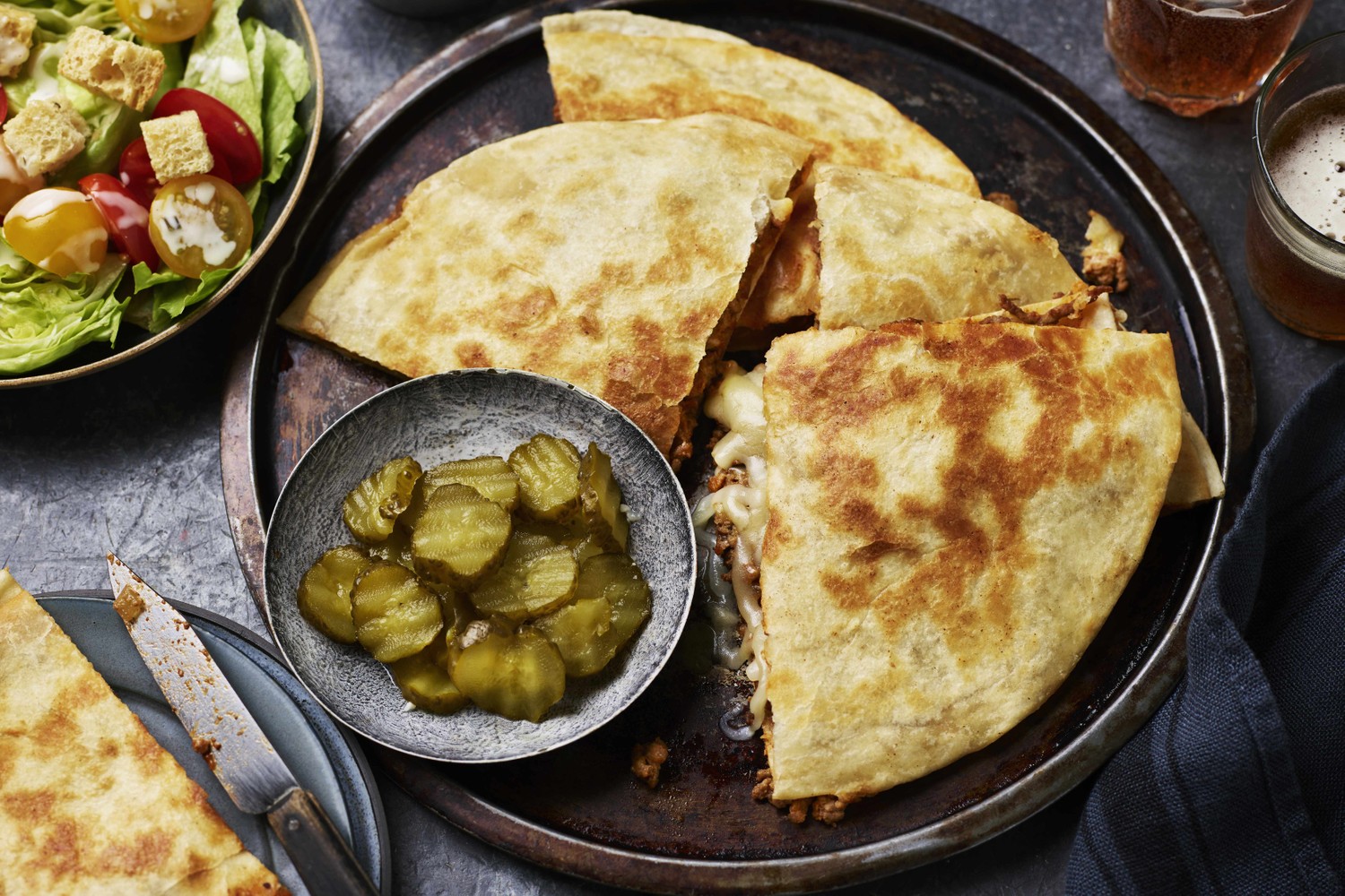 Cheeseburger quesadillas