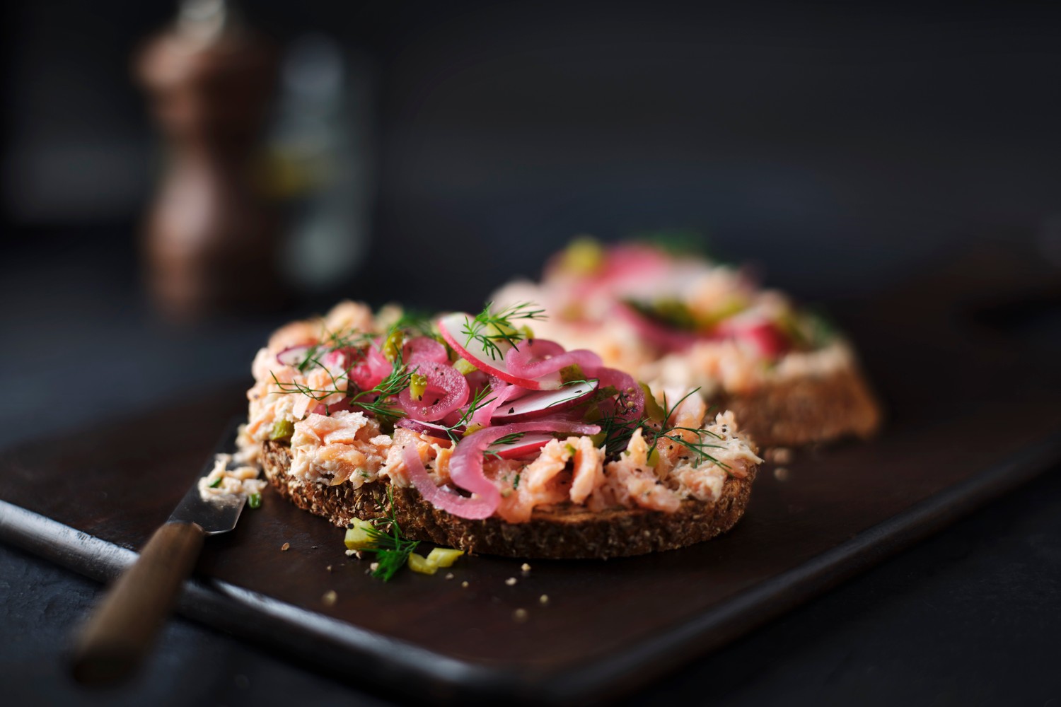 Smoked salmon open sandwiches