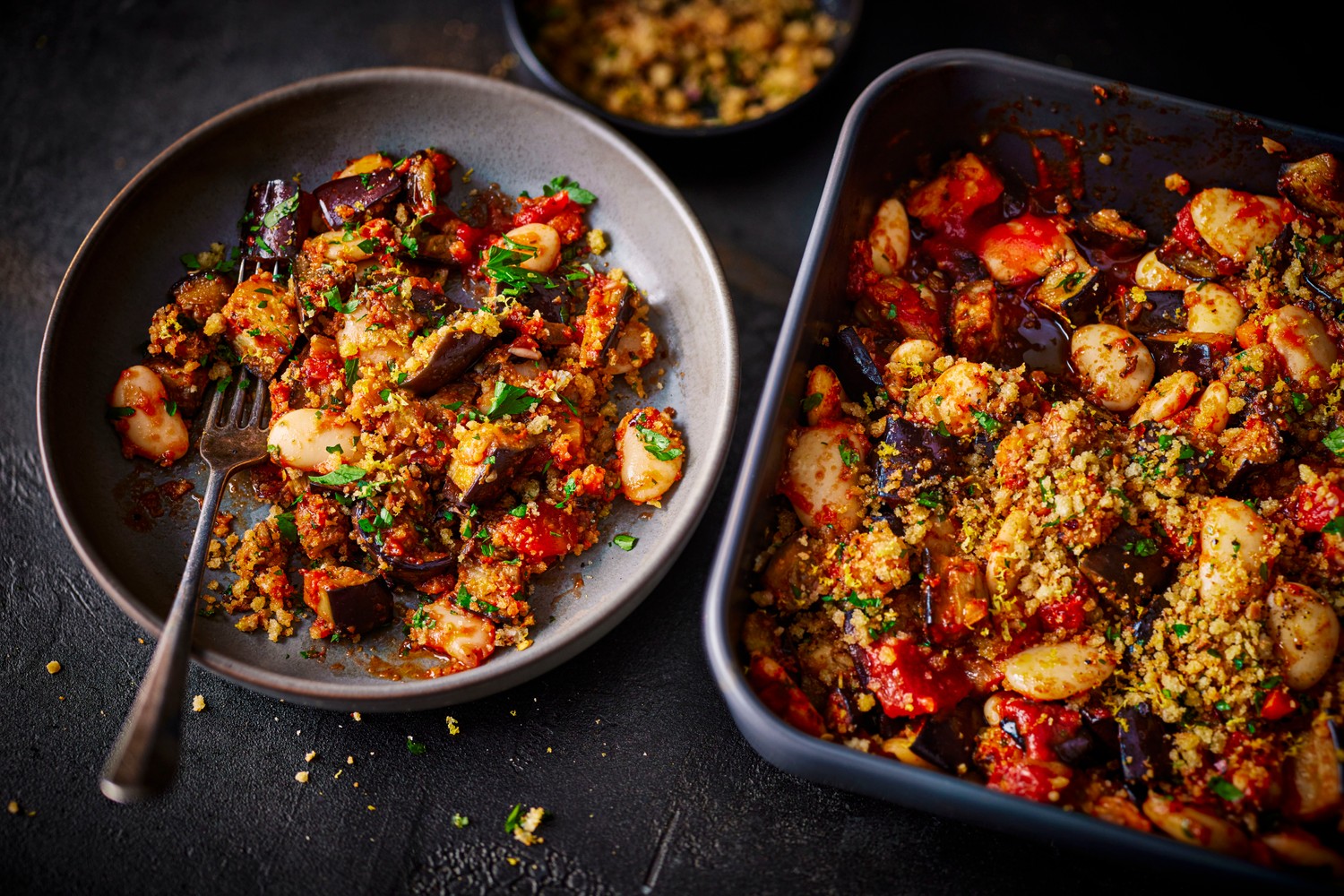 Aubergine and butter bean bake recipe