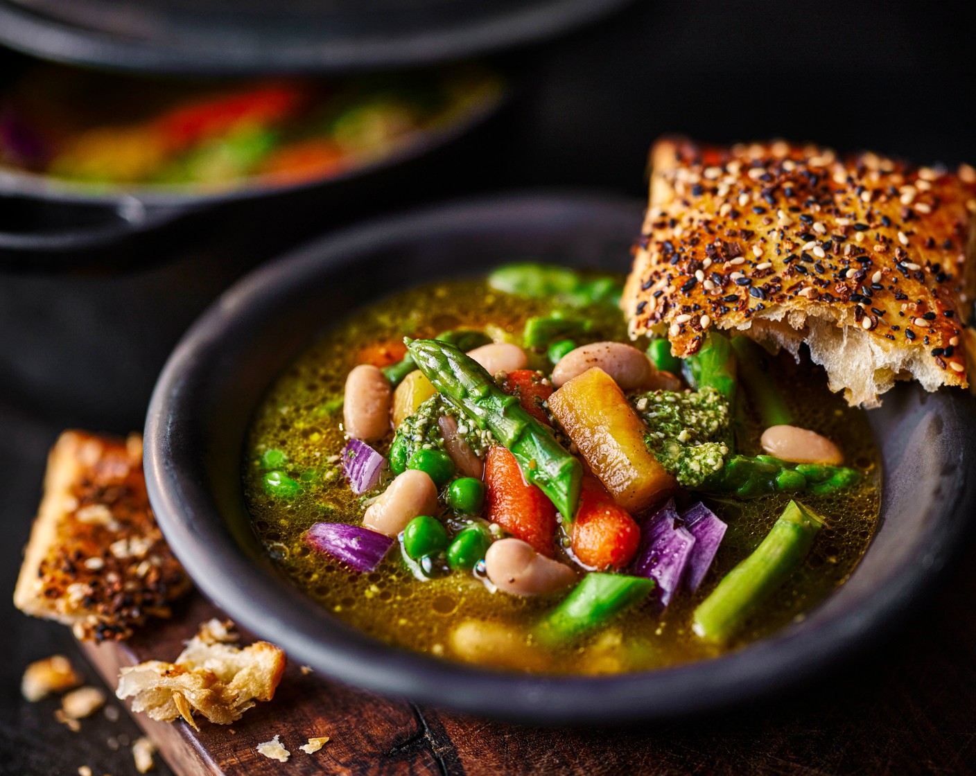 step 5 Serve the stew in four bowls with the puff pastry squares on top.