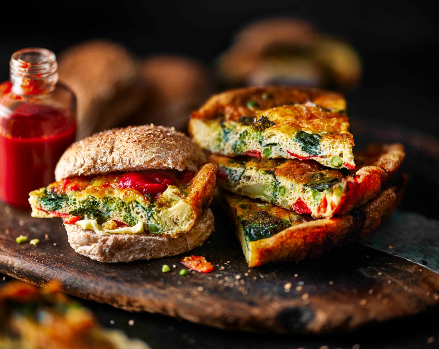 step 7 Cut the frittata into wedges and serve in the rolls with a little bit of ketchup (to taste), if you like.