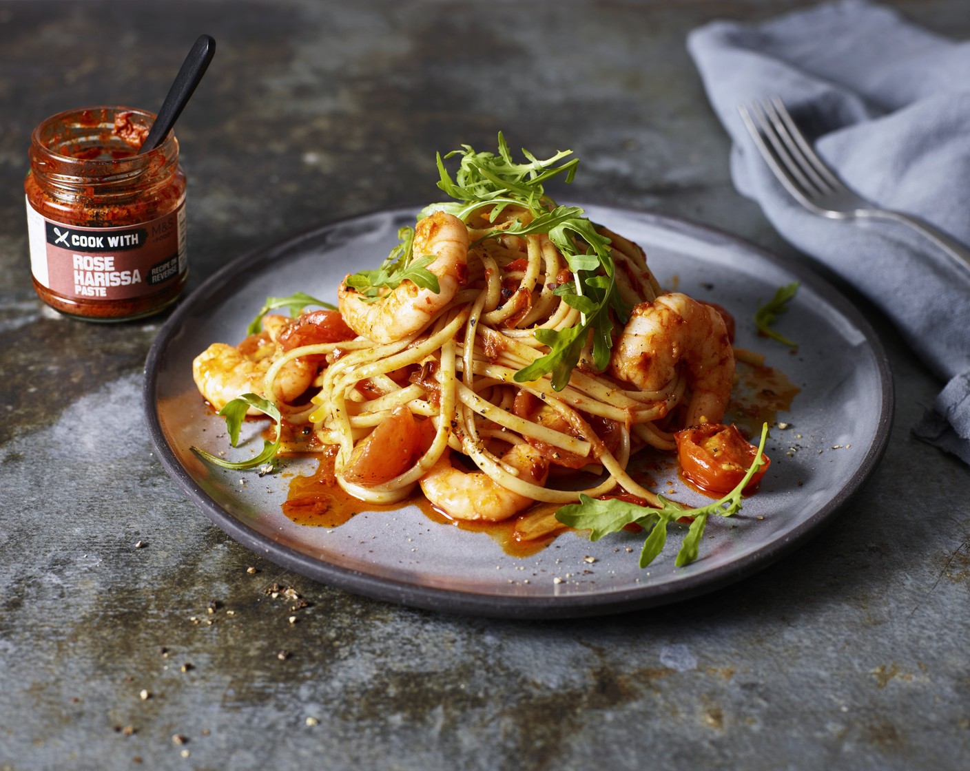 step 4 Toss everything together until the pasta is perfectly cooked and the sauce is glossy, then add the parmesan (50 g) and toss through the sauce. Spoon into bowls and serve with a handful of rocket (4 handfuls) in each one.