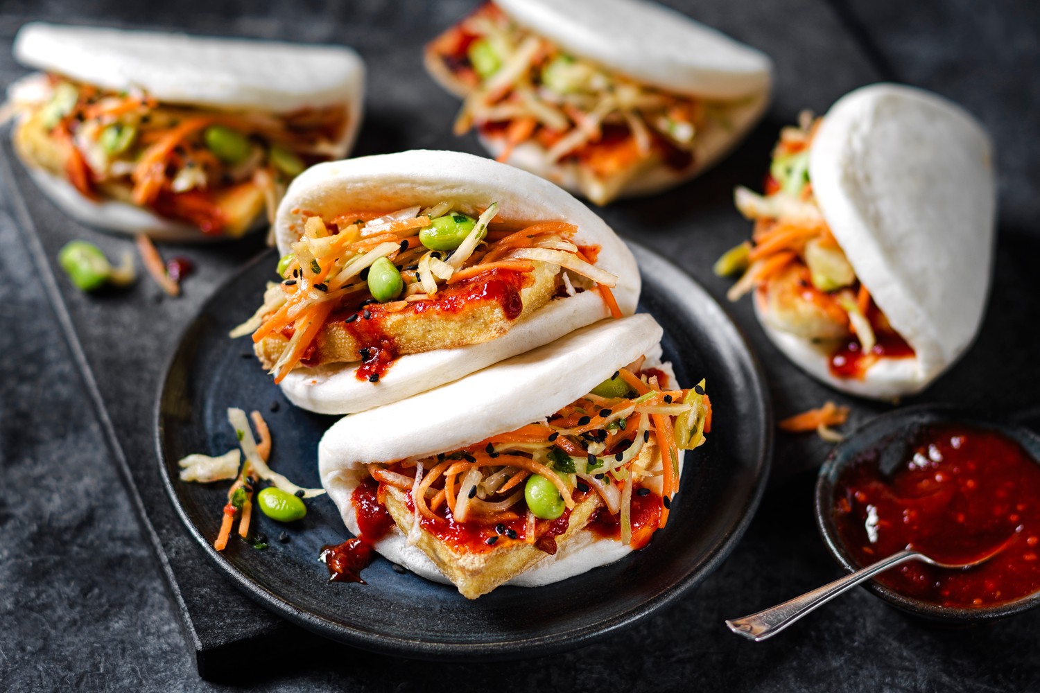 Sticky Korean tofu bao buns