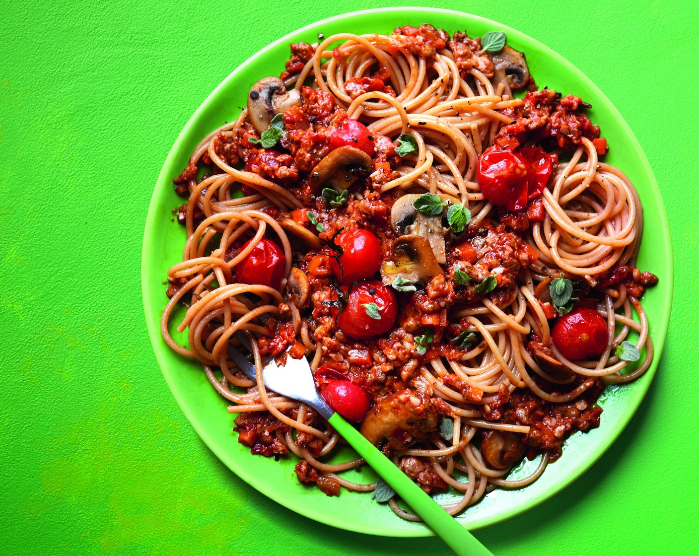 step 5 Finish with fresh oregano (1 handful) and serve with the super green salad (1 pack).