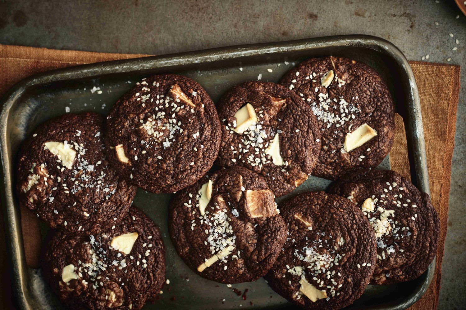 Double-chocolate sesame cookies