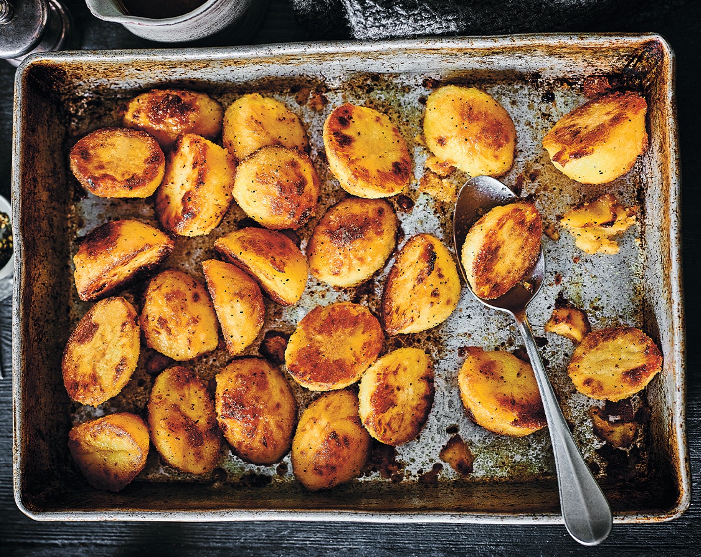 step 5 Cook for 40-45 minutes, basting two to three times, until your potatoes are golden brown and crisp.