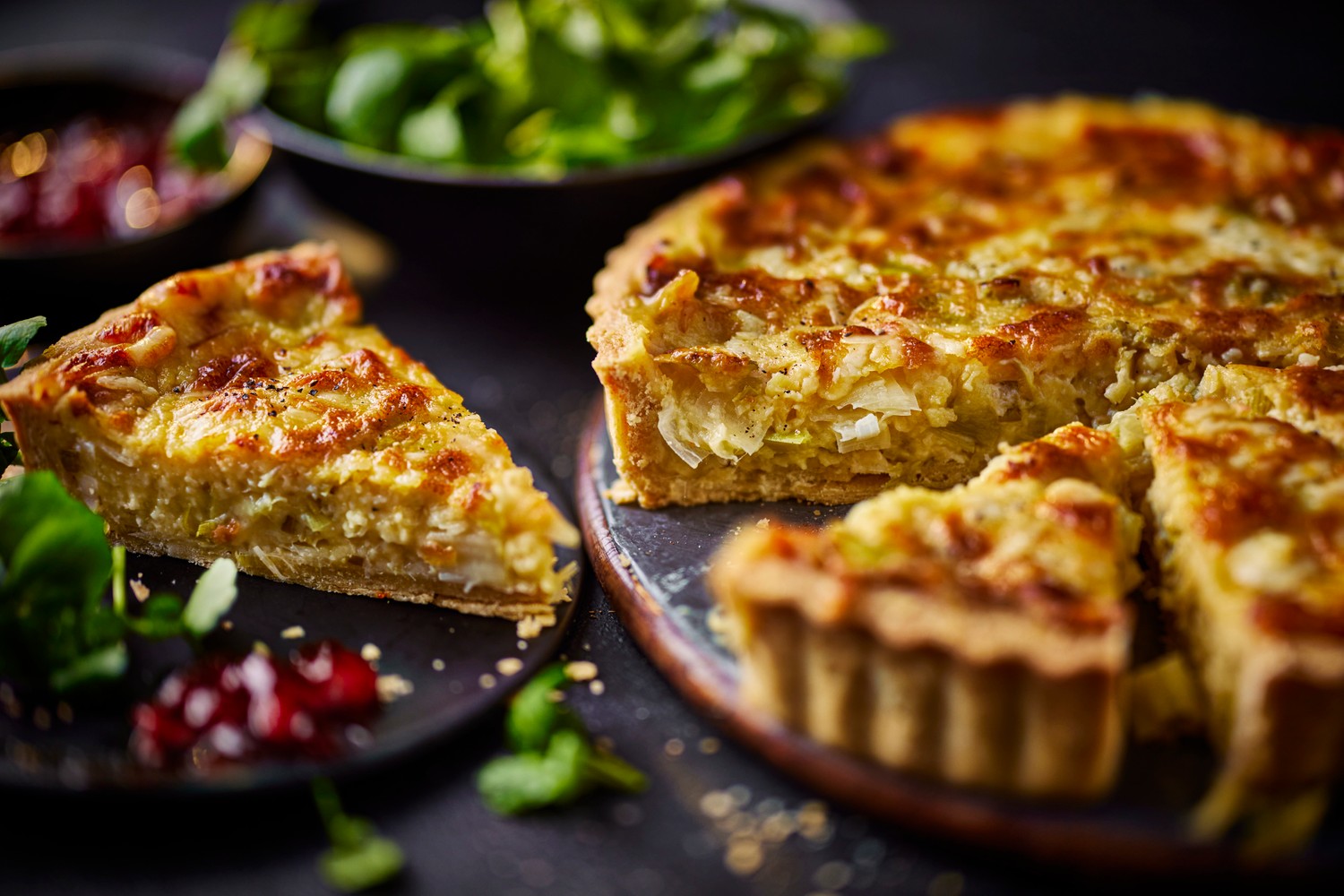 Leek and truffle rarebit tart
