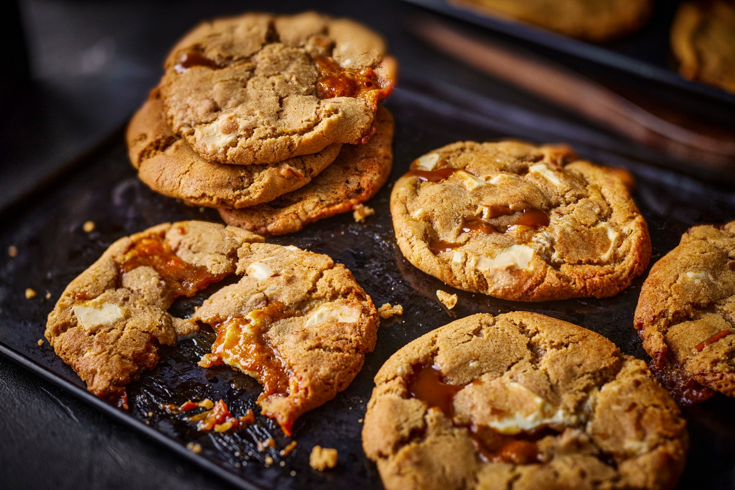 Gooey marmite caramel and white chocolate cookies recipe