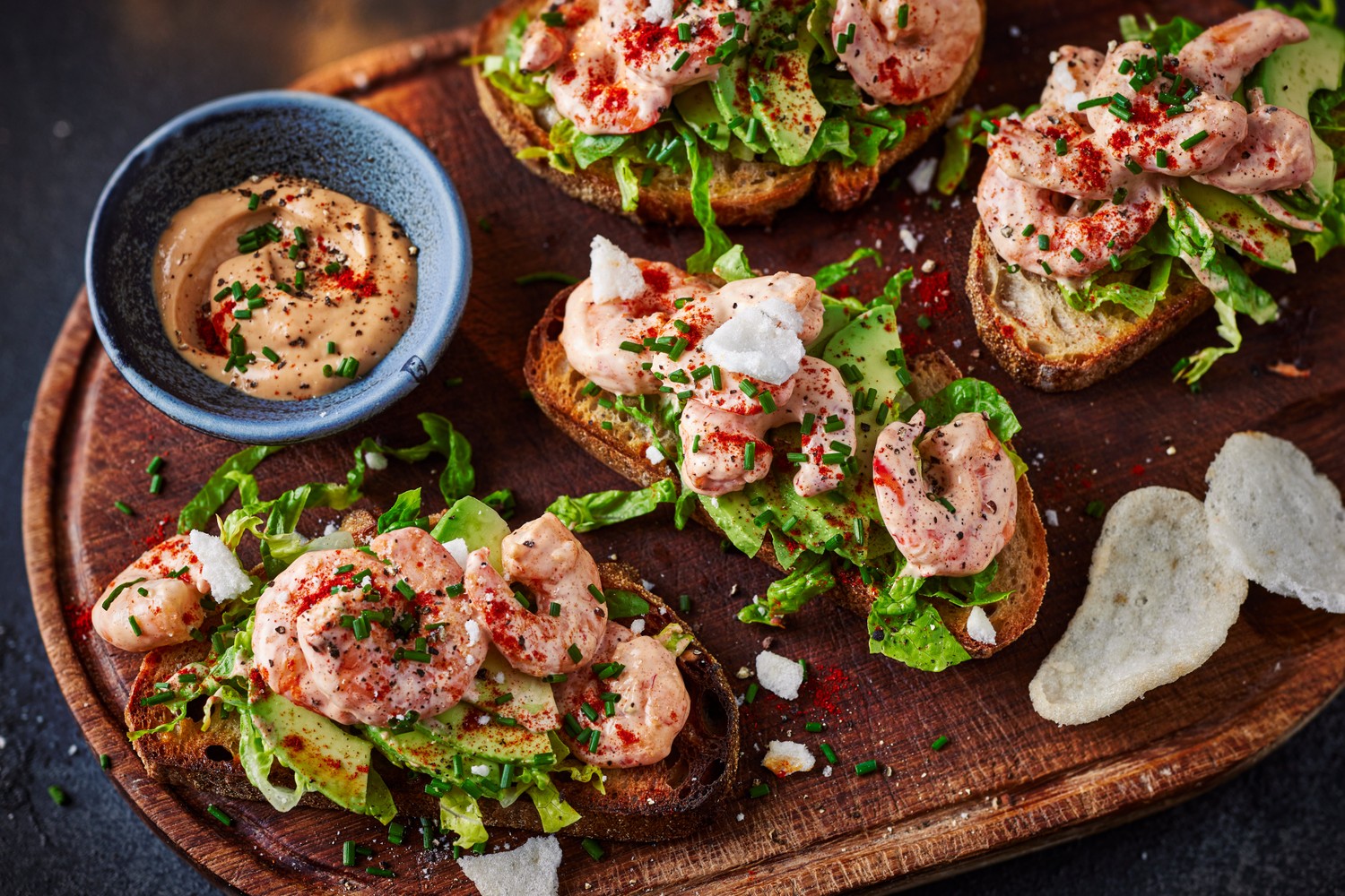 Open prawn cocktail sandwich