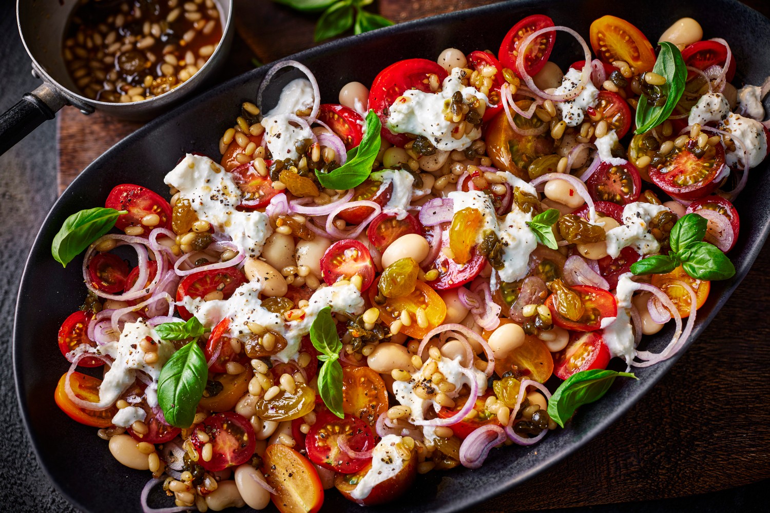 Tomato, butter bean and stracciatella salad