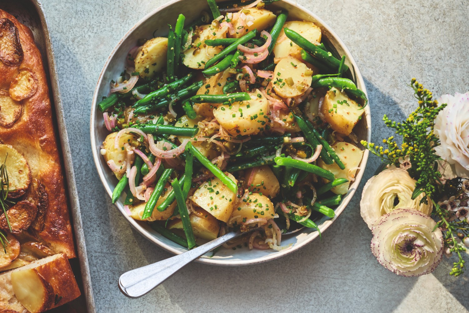 Warm Jersey Royal and green bean salad