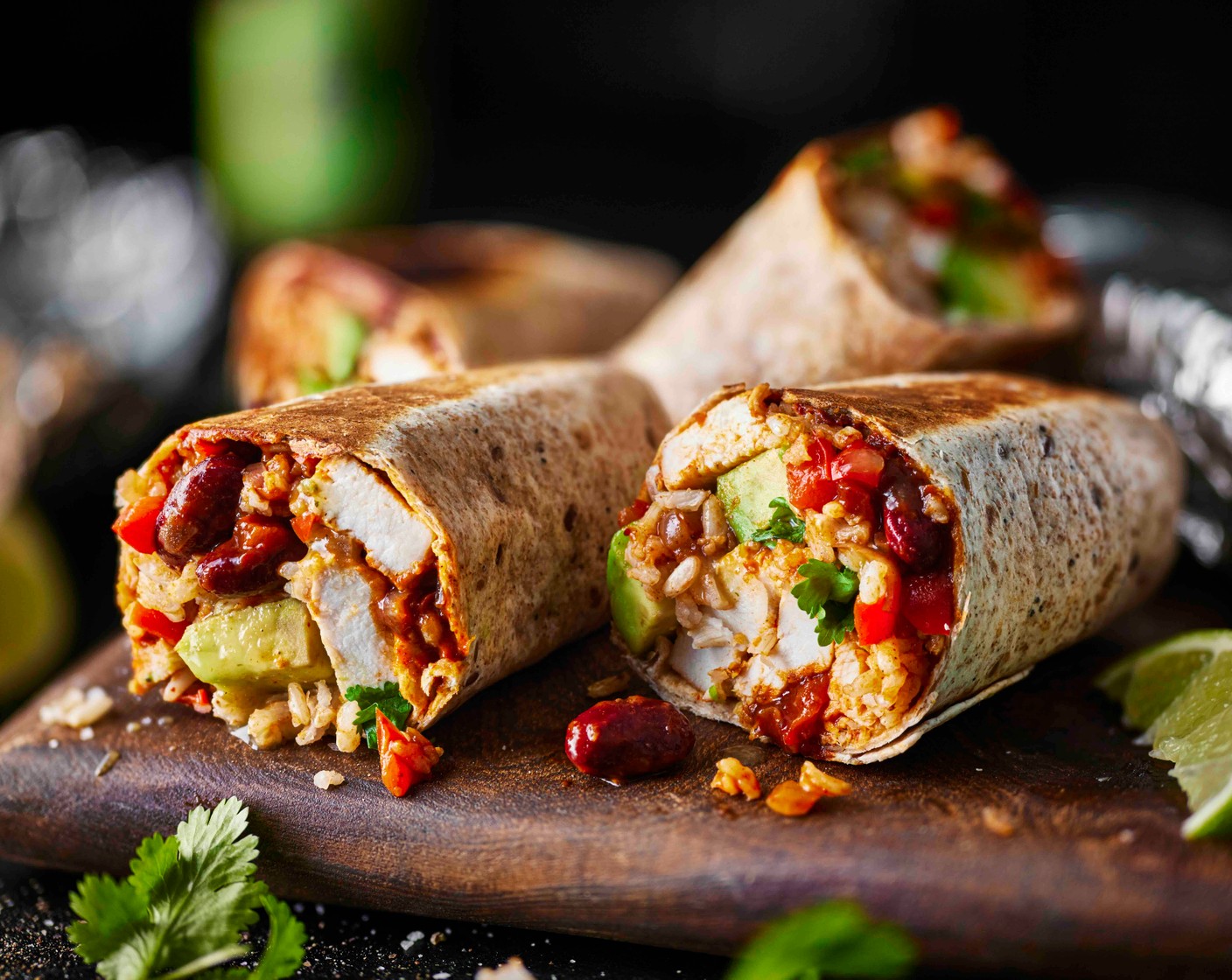 step 6 Wrap up then seal the edges. Wrap tightly in foil for the freezer, or, if eating straight away, heat through in a dry non-stick frying pan over a medium heat for 2-3 minutes on each side, until the edges of the wraps are golden brown and starting to crisp up.