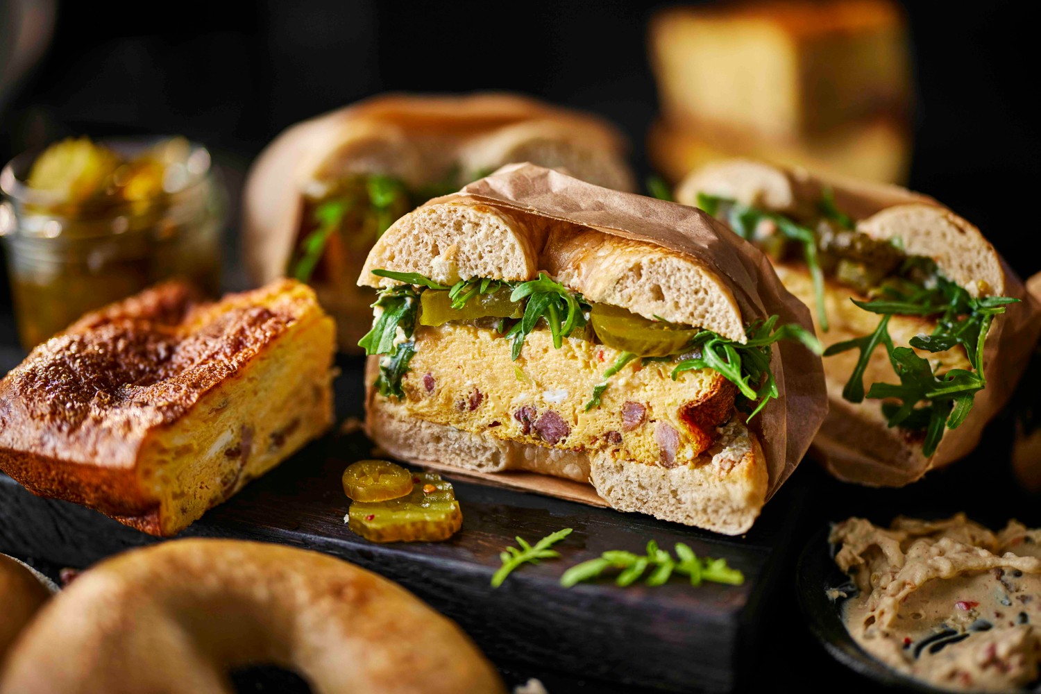 Bacon, egg and cheese frittata bagels