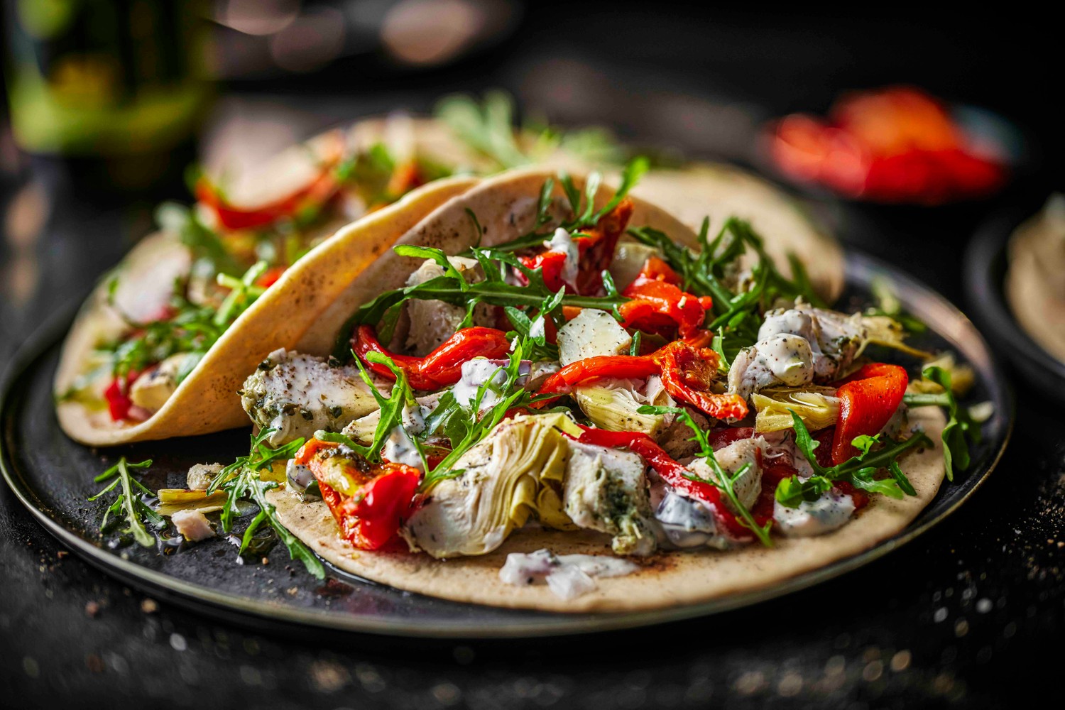 Healthy high protein pesto chicken piadina recipe