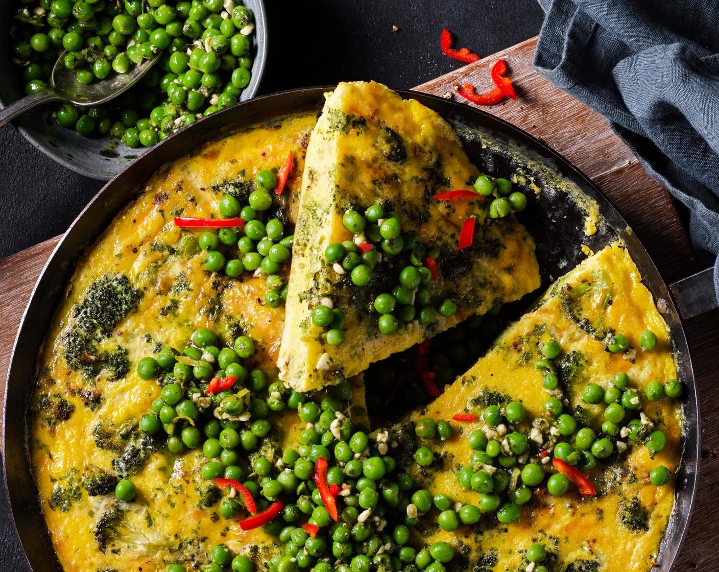 step 5 Serve the frittata topped with the pesto peas.