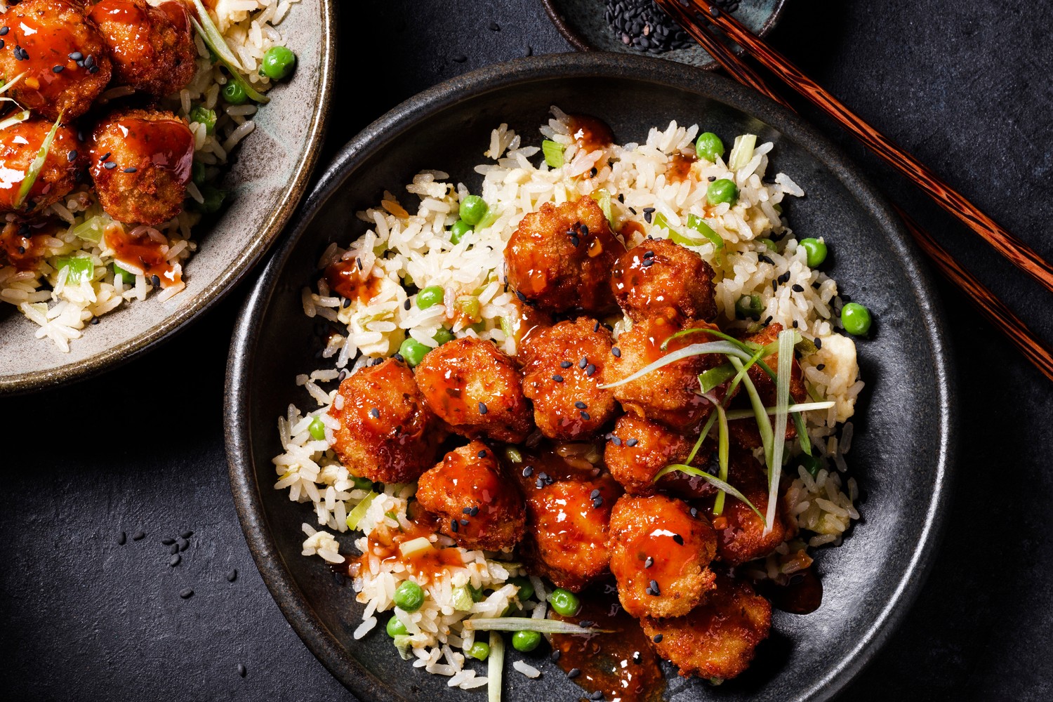 Orange chicken with egg fried rice