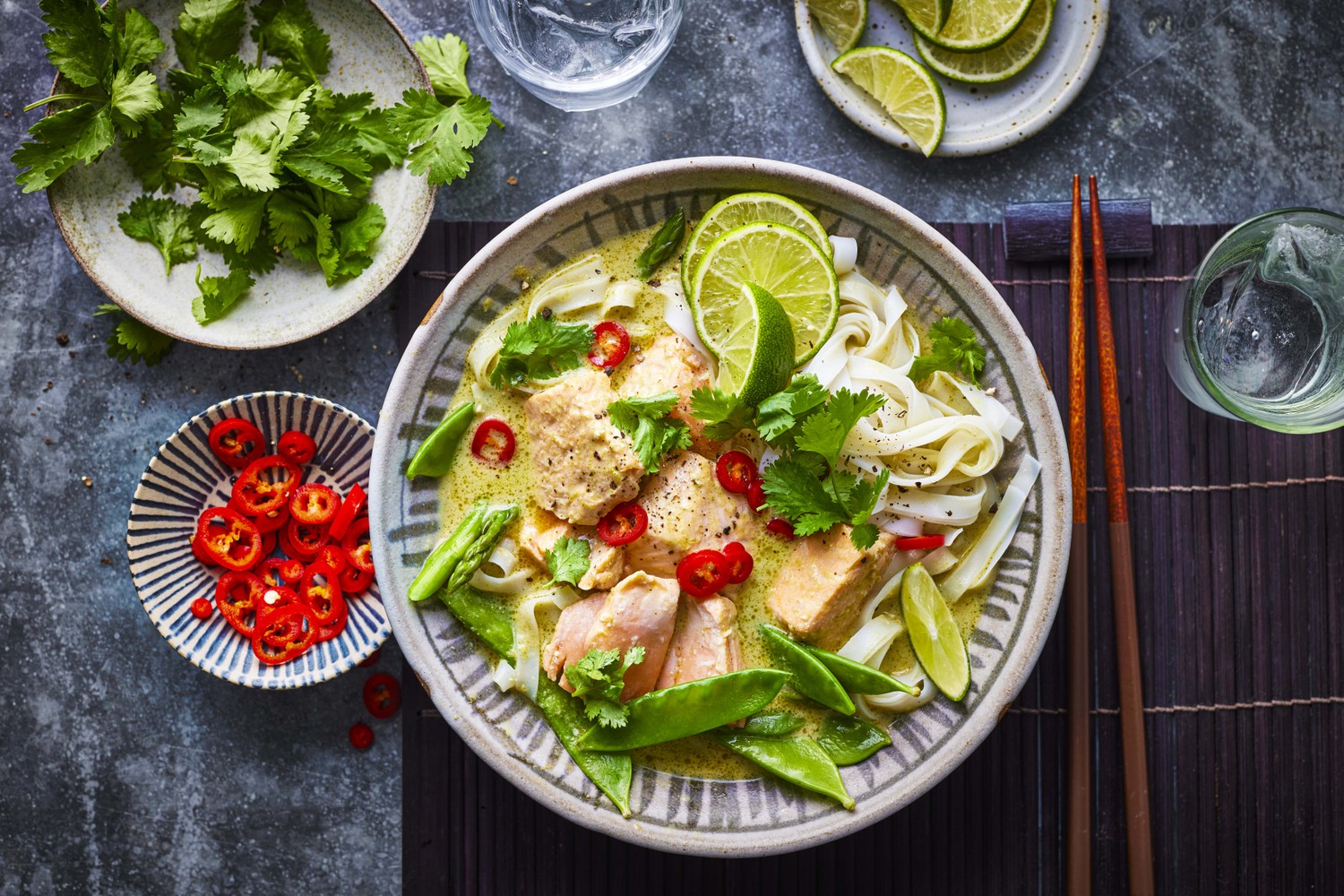 Tom Kerridge’s Thai green salmon noodle bowl